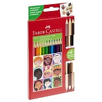 Карандаши цветные Faber-Castell, 12цв. «Дети мира», заточ. +3цв., картон, европодвес. 