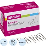 Скрепки стальные Attache (25мм, треугольные, никелированные, 100шт./уп.)