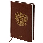Ежедневник датированный 2026 А5 138×213 мм, BRAUBERG «State», под кожу, коричневый