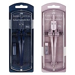 Циркуль Faber-Castell + грифели, пластиковый футляр, цвет темно-синий., роз. золото