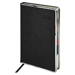 Ежедневник датированный 2026 А5 148×218 мм, GALANT «Infinity Silver», под кожу, черный