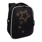 Ранец GRIZZLY анатомическая спинка, с брелоком, для девочек, «STARS», 36×29х18 см