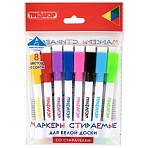 Маркеры стираемые 2 мм для белой доски и планера со стирателем НАБОР 8 ЦВЕТОВ, ПИФАГОР