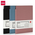 Блокнот Deli А5 112л 80 г/м, мягкая обложка клетка 5×5мм черный кожа EN141G