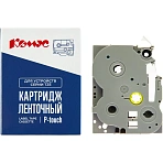 Картридж Комус TZE-621 для принтера этикеток Brother (9 мм х 8 м, цвет ленты желтый, шрифт черный)