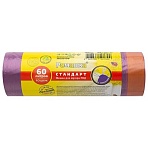 Мешки для мусора с завязками 60 л, фиолетовые, в рулоне 10 шт., ПВД 25 мкм, 60×68 см, РОМАШКА