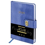 Ежедневник датированный 2026 А5 138×213 мм, BRAUBERG «Elegant», под кожу, застежка, темно-синий