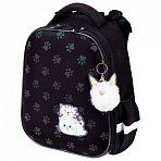Ранец BRAUBERG LUMINOUS, 2 отделения, с брелоком, «Paws», СВЕТЯЩИЙСЯ РИСУНОК, 38×29х16 см