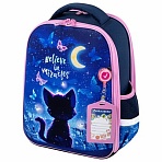 Ранец BRAUBERG FIT, 2 отделения, Night watcher, СВЕТЯЩИЙСЯ, 38×27х14 см