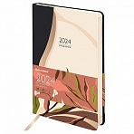 Ежедневник датированный 2024 А5 138×213 мм BRAUBERG «Vista», под кожу, гибкий, Тропики