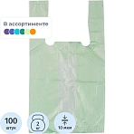 Пакет майка ПНД (10мкм, 16×12×30, цветной/полоска 100шт/уп)