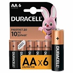 Батарейки КОМПЛЕКТ 6 шт., DURACELL Basic ОРИГИНАЛ, АА (LR6.15А), алкалиновые, пальчиковые