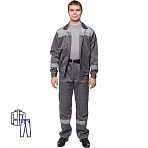 Костюм рабочий летний мужской л22-КБР с СОП темно-серый/светло-серый (размер 64-66, рост 182-188)