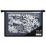 Папка для труда BRAUBERG А4, 2 отделения, пластик, молния сверху, органайзер, «Graffiti»