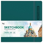 Скетчбук для акварели 40л., 145×145 BG «Bright. Teal», кожзам, на резинке, 200г/м2