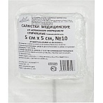 Салфетки нетканые, стер, 5×5см, №10, пл.40, 8 слож., 10шт/уп ШК34263