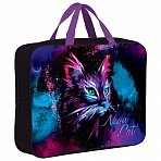 Папка на молнии с ручками BRAUBERG А4, 1 отделение, полиэстер, 80 мм, «Neon cat»