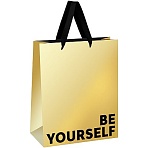 Пакет подарочный 26×32×12см MESHU «Be yourself», металлизированный картон