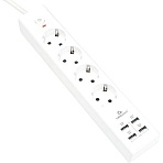 Сетевой фильтр Cablexpert Exnovo 4р/2м, 16А, 4хUSB, белый(EXN-4-U4-W-2)