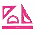Набор чертежный Milan розовый (линейка 30 см, транспортир 10 см, 2 треугольника 13 см и 17 см)