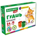 Гуашь BRAUBERG KIDS 24 цвета по 15 мл, надежная упаковка