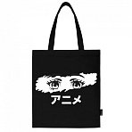Сумка-шоппер BRAUBERG, канвас, 40×35 см, черный, «Anime eyes»