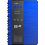 Бизнес-тетрадь B5+, 80л., Berlingo «Steel&Style», клетка, на гребне, 80г/м2, пластик (полифом) обложка, линейка-закладка, синяя