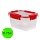 Контейнер пищевой 0.7 л КОМПЛЕКТ 3 шт., ланч бокс, КАСКАД КВАДРО, 9×14х14 см, прозрачный/красный, 64001
