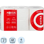 Бумага туалетная Focus Extra, 2 слойн, мини-рулон, 48 м/рул, 6шт., тиснение, белая