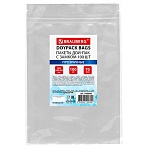Пакеты дой-пак с замком ZIP LOCK, прозрачные, 160×240 + 40 мм, КОМПЛЕКТ 100 штук, 70 мкм, BRAUBERG