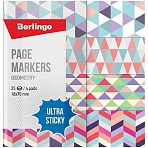 Флажки-закладки Berlingo «Ultra Sticky» «Geometry», 18×70мм, бумажные, в книжке, с дизайн., 25л*4 бл