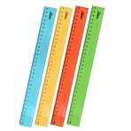 Линейка пластиковая 30 см, ПИФАГОР, прозрачная, неоновая, ассорти