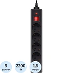 Сетевой фильтр Buro 500SH-1.8-UPS-B 1.8м (5 розеток) черный(коробка)