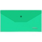 Папка-конверт на кнопке СТАММ С6, 180мкм, пластик, прозрачная, зеленая