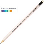 Карандаш чернографитный M&G, 2B, трехгранный, дерево, ластик, ассорти