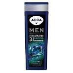 Гель для душа 3 в 1, шампунь + кондиционер 380 мл, AURA MEN «Экстра Свежесть»