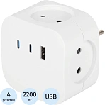 Разветвитель эра SP-4-3USBAC-W 10А белый (Б 0069083)