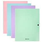 Папка на кнопке пластиковая BRAUBERG «PASTEL», А4, 3 клапана, 600 мкм, цвета ассорти