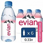 Вода негазированная минеральная EVIAN, 0.33 л, пластиковая бутылка