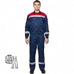 Костюм рабочий летний мужской л20-КПК с СОП синий/красный (размер 44-46, рост 170-176)