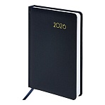 Ежедневник датированный 2026, А5, 138×213 мм, BRAUBERG «Select», балакрон, темно-синий