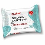 Салфетки влажные 50 шт., АНТИБАКТЕРИАЛЬНЫЕ, удобный формат упаковки «Возьми с собой», LAIMA