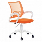 Кресло BRABIX «Fly MG-396W», с подлокотниками, пластик белый, сетка, оранжевое, 532401