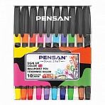 Ручки шариковые масляные с грипом PENSAN Sign-Up Color, НАБОР 10 ЦВЕТОВ, 1мм, линия 0.8мм