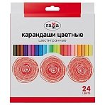 Карандаши цветные Гамма, 24цв., шестигранные, заточен., картон. упаковка, европодвес
