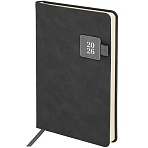 Ежедневник датированный 2026 А5 138×213 мм, BRAUBERG «Accent», под кожу, держатель, серый