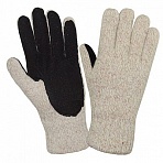 Перчатки шерстяные АЙСЕР, утепленные со спилковыми накладками, р-р 11 (XXL), бежевые/черные