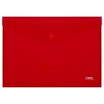 Папка-конверт на кнопке СТАММ А4, 180мкм, пластик, непрозрачная, красная