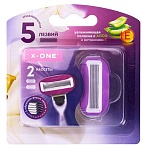 Кассеты для бритвенного станка многоразового женского, 5 лезвий, 2 кассеты, X-ONE (ИКС-УАН)