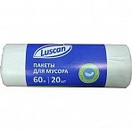 Мешки для мусора ПНД 60л 7мкм 20шт/рул белые 58×68см Luscan